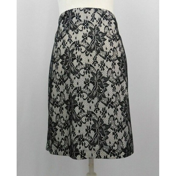 Kelly & Diane Womens Skirt Size 12 Black White Lace Gold Zipper New - Picture 1 of 6